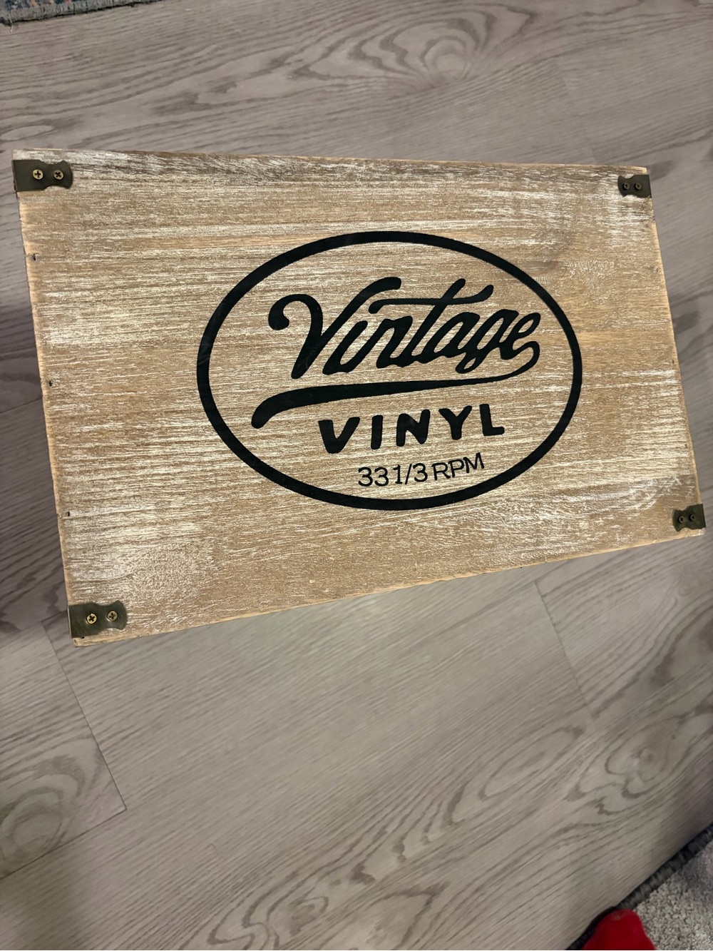 Vintage Vinyl Wooden Storage Crate 33 1/3 RPM Etched In Wood For 12 Inch Records